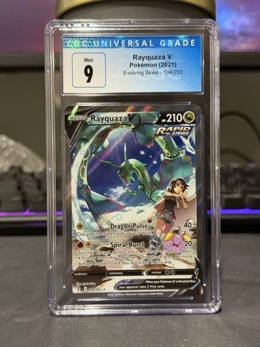 Rayquaza V Alt Art 194/203 Evolving Skies Holo Foil Rare CGC 9 MINT Pokemon Card