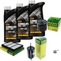 MANN-FILTER Inspektionspaket Mannol 3L Longlife 5W-30 FüR Chevrolet Matiz 0.8