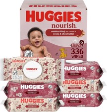 Nourish Scented Baby Wipes, 6 Push Button Packs 336 Wipes Total 