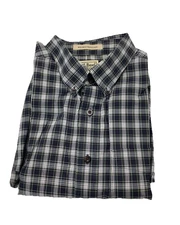 LL Bean Large Tall Green Plaid Wrinkle Resistant Long Sleeve Shirt 100% Cotton