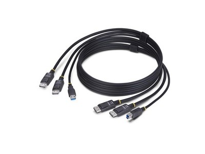 StarTech 6ft (1.8m) Dual-DisplayPort and USB 5Gbps KVM Cable, 4K 60Hz, DP 1.2 an