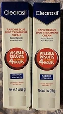 Clearasil Rapid Rescue Acne Spot Treatment Cream Max Strength 1 oz (Pack of 2)
