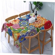 Boho Floral Rectangle Tablecloth 54" x 72", 72" x 54" Rectangular Boho-floral