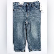 NWT OSHKOSH Boys Straight Jeans 18M Classic Blue Denim Adjustable Waist NEW