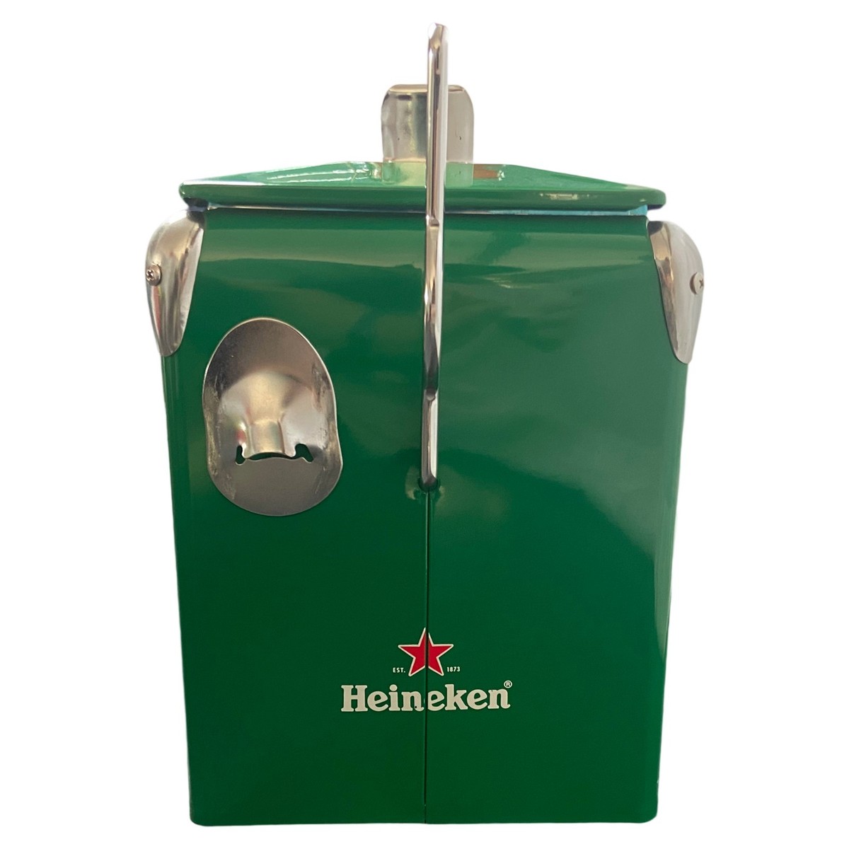 Heineken Vintage Green Metal 13L/14Qt Ice Chest with Bottle Opener