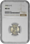 1943 S 1C Lincoln Steel Wheat Cent NGC MS 64 New Holder