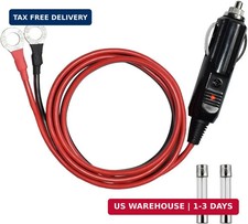 Male Cigarette Lighter Plug to Eyelet Terminals, 12V/24V 3FT 16AWG Heavy Duty Ex