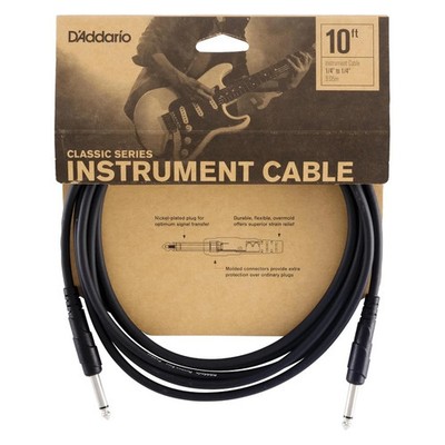 D'Addario Classic Series Instrumentenkabel - gerade (10 Fuß/3 m, schwarz)
