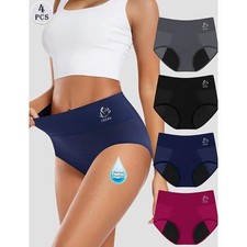 Women Period Panties 4 Pack High Waist Leakproof Reusable Menstrual Underwear