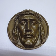 Deko Wandrelief Relief Jesus Kopf aus Metall - Ø ca. 11 cm