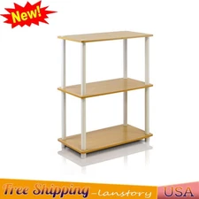 3-Tier Wood Shelf Display Rack Shelving Organizer Storage Bookshelves Modern US