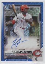 2021 Bowman Mega Box Chrome Mojo Blue Refractor 124/150 Ivan Johnson Auto lz7