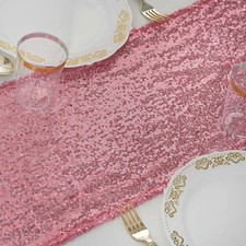 12"x108" Pink SEQUIN TABLE RUNNER Wedding Party Catering Event Reception Linens