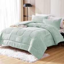 Faux Fur Queen Size Comforter Set, Luxury Ultra Soft Fluffy Comforter, Plush ...