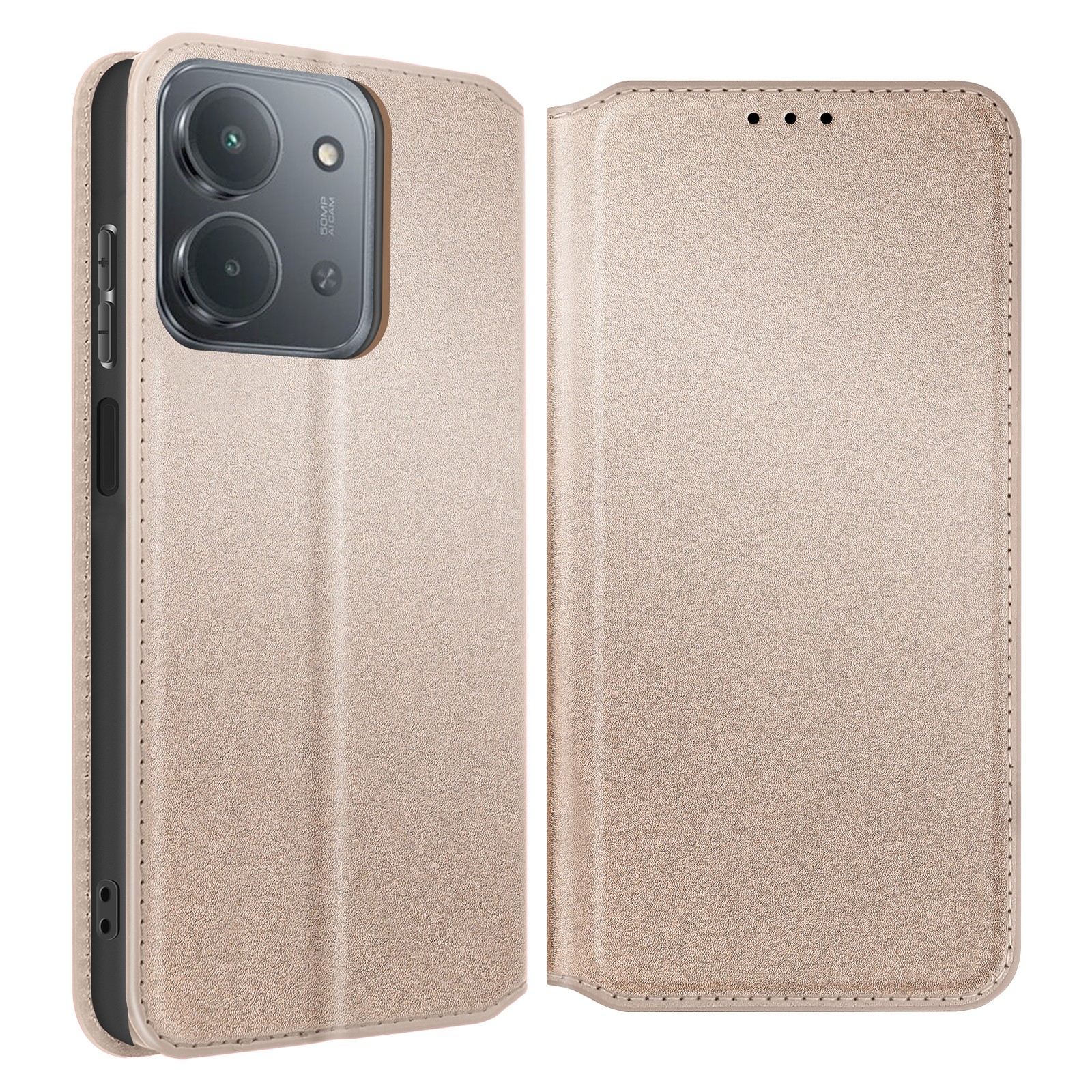Klappetui Redmi 15C chic doré avec finitions soignées effet cuir - 2