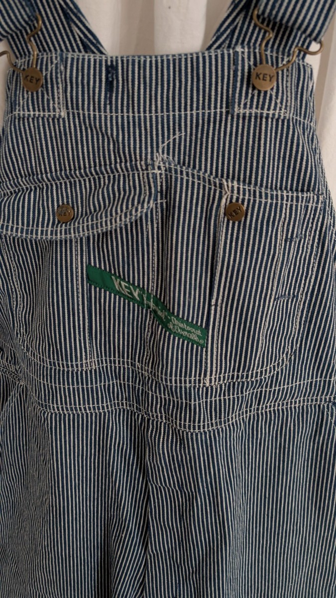 〜70s KEY Vintage Hickory Stripe Overalls Striped Bib Overalls for Men - KEY Apparel