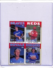 1986 Topps Dale Murphy Pete Rose Saberhagen ValenzuelaWax Box Bottom #M/O/N/P