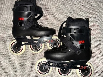 Powerslide Zoom Black 100 Tri Wheel Aggressive Inline Skates US Sz 5-6 NICE!