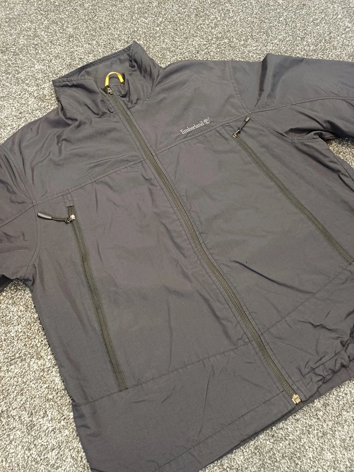 Vintage Timberland Windbreaker Jacket Men Large Grey Zip Up High Neck