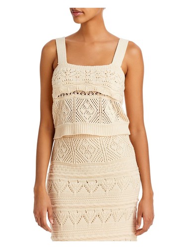 LUCY PARIS Womens Beige Short Length Pullover Sleeveless Square Neck Top S - Picture 3 of 6
