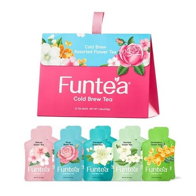 FUNTEA Cold Brew Flower Tea Caffeine Free Herbal Tea Bags 10 Count