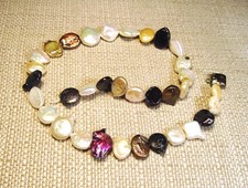 Beautiful 16" Strand of 12mm to 18mm Multicolor Iridescent Baroque Pearls Lot B7