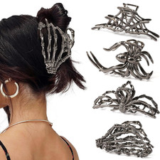 4 PCS Halloween Gothic Spider Black Metal Hair Claw Clips for Women Girls