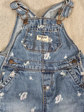 Oshkosh B Gosh Denim Blue Floral Roses Overalls Baby Girls 18 Months Vestpak