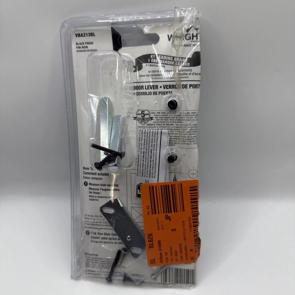 Wright Products VBA213BL Pantalla y Palanca Puerta Tormenta Acabado Negro Manija Foto 2 de 2