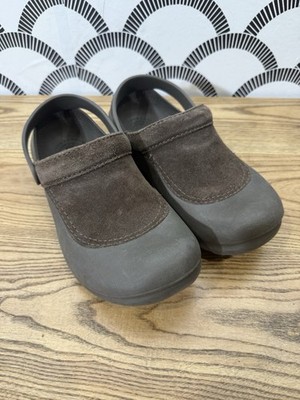 Crocs Troika Brown Slingback Suede Rubber Slip On Comfort Clogs Womens 8