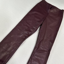 White House Black Market Women's 4 NWT Faux Leather Runway Leggings Cabernet