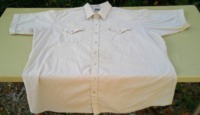 Ely Cattleman Mens SS Western Shirt   XXL Tall   Pearl Snaps   Beige