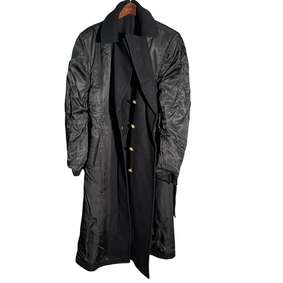 Vintage Pembroke Officer Dress Wool Overcoat Gold Buttons 41L Black EUC! - Image 4 of 4