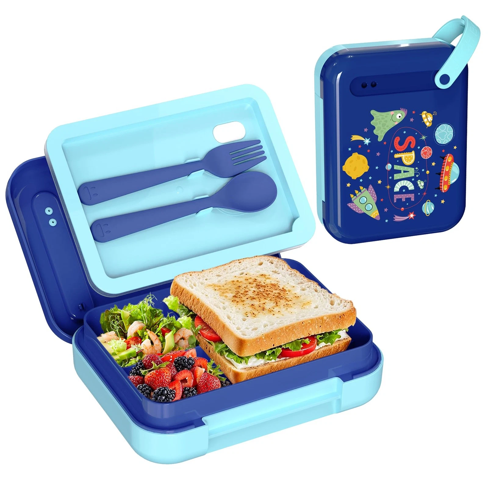 Bento Lunch for Boys & Girls – 4-Compartment Leak-Proof Lunch Container with ...