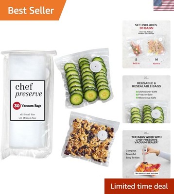 Versatile 30-Pack Reusable Vacuum Bags - Safe for Freezer, Microwave & Sous Vide