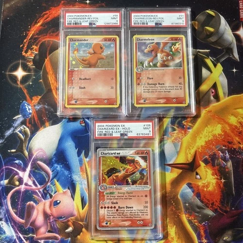 2004 Pokemon Fire Red & Leaf Green Charizard ex/Charmeleon/Charmander PSA 9 MINT