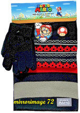 Nintendo Super Mario Boys Winter Knit Hat Glove Scarf 3 Piece Set, New With Tags