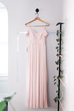 Azazie Kaitlynn Aja Rose Quartz A4 Chiffon Bridesmaid Dress NWT Maxi Light Pink