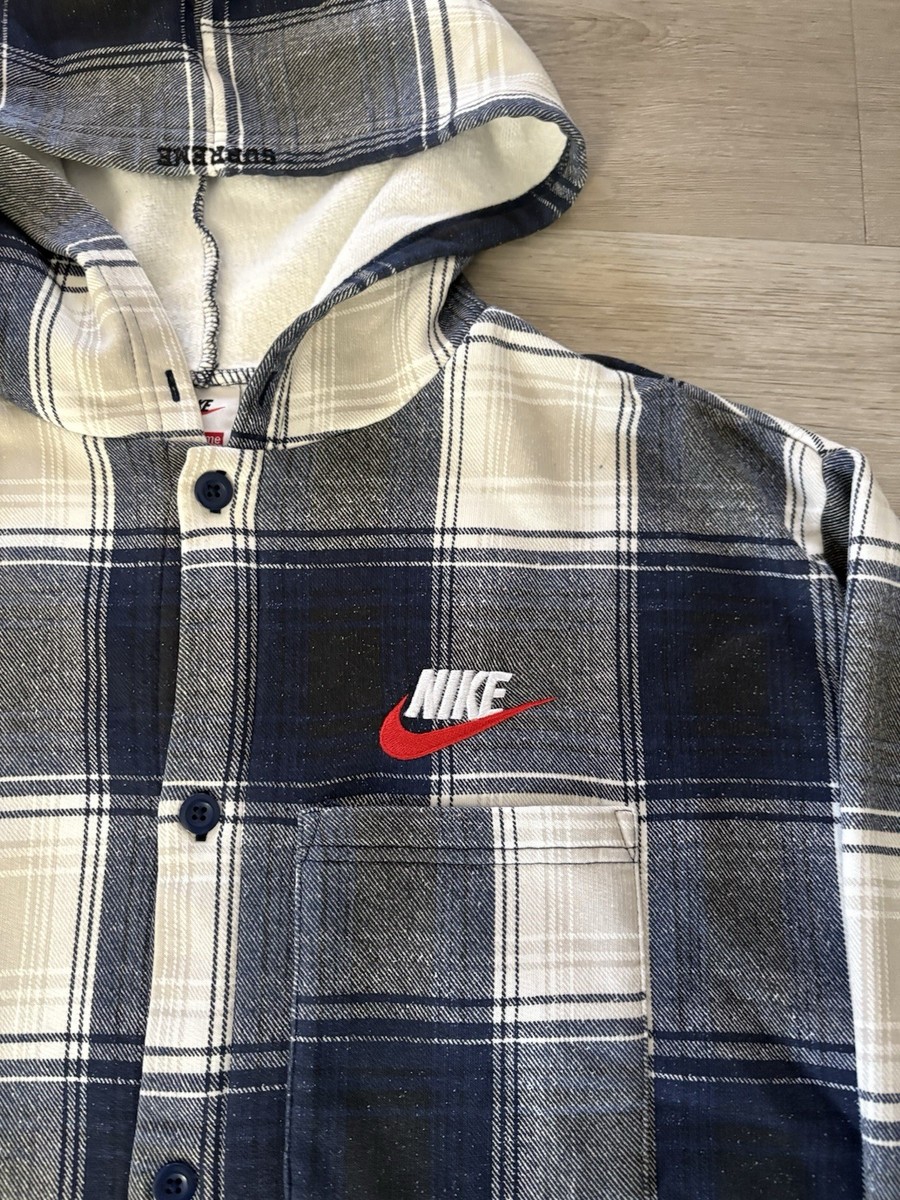 Supreme Nike Plaid Hooded Sweatshirt FW18 Size Large Flannel