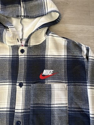 Supreme Nike Plaid Hooded Sweatshirt FW18 Size Large Flannel