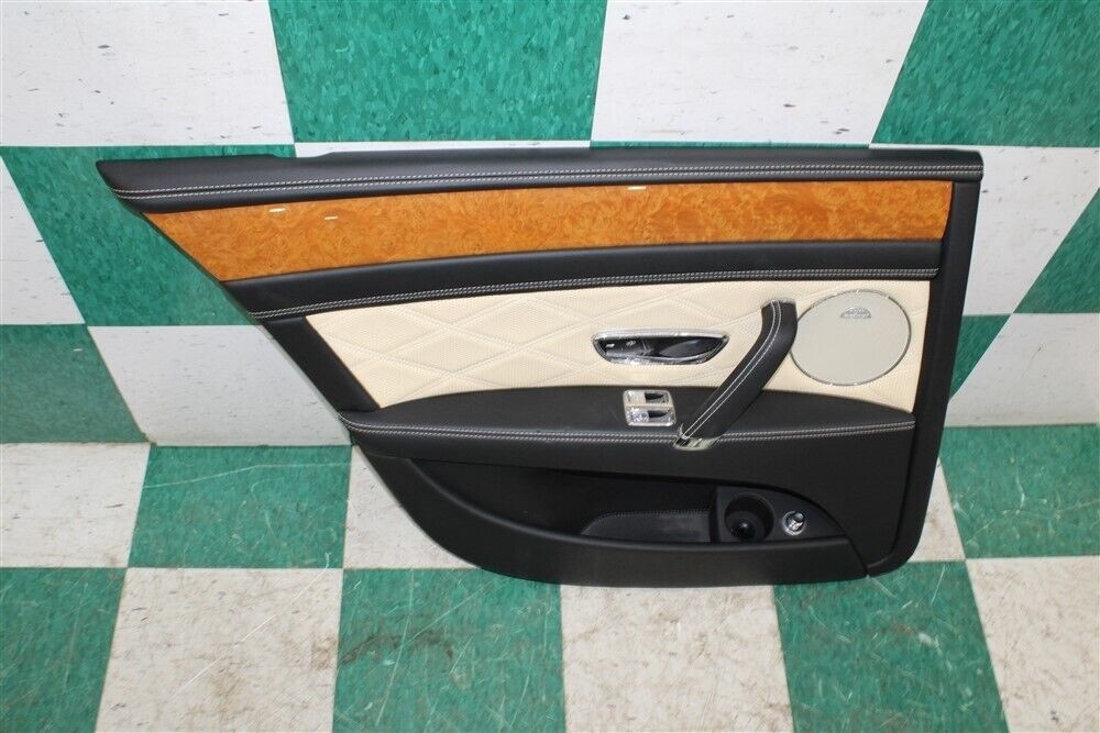 14' Flying Spur 4DR Black Beige Leather Wood Left Rear Door Trim Panel LR Driver