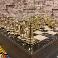 Handmade Chess Set with Storage 14.5" X Large Weighted Pieces Wooden Board 🎁