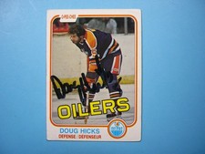 1981/82 O-PEE-CHEE NHL HOCKEY CARD #114 DOUG HICKS GD/VG AUTO AUTOGRAPH OPC