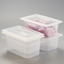Translucent Polypropylene Food Pan Handled Lid 1/4 Size 4Inch Deep 4 PCS