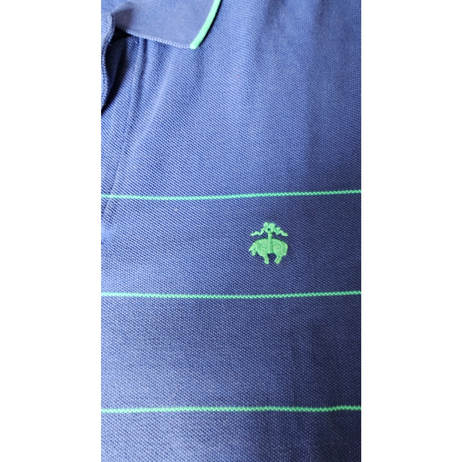Brooks Brothers 1818 Slim Fit Performance Polo, sz Large,blue with green stripe thumbnail 4