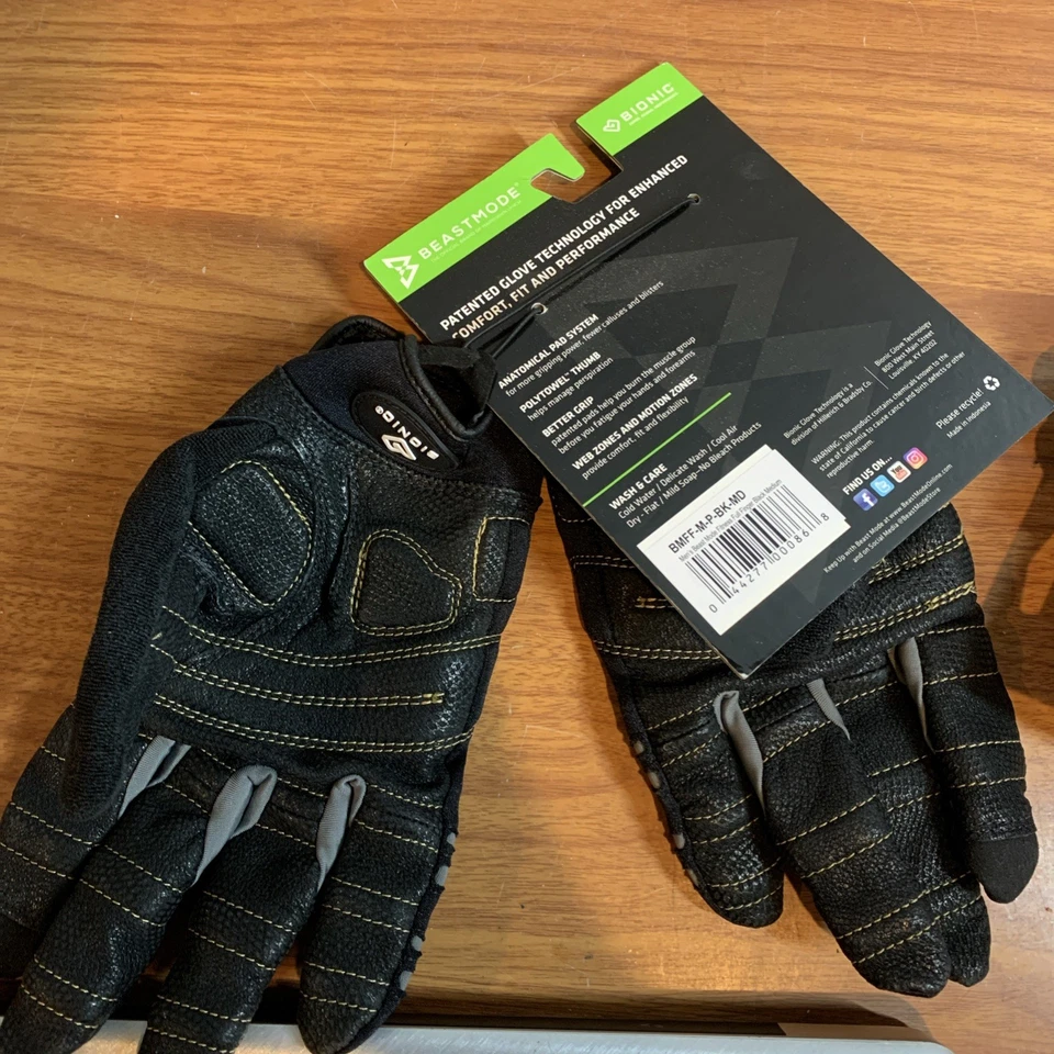 Bionic Men's BeastMode Full Finger Fitness Gloves - Black - Image 2 of 4