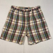Polo by Ralph Lauren Plaid Pleated Shorts Men's 35 Cotton Made in USA