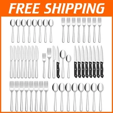 72-Piece Silverware Set for 12, Stainless Steel Fl