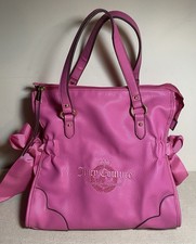 Vintage Rare Style Juicy Couture Purse Bag Pink w/Bows On Sides Zipper Closure