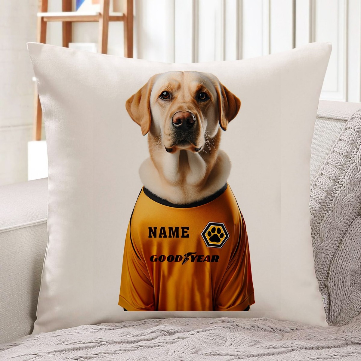Wolverhampton Labrador Cushion Personalised Football Cover Dog